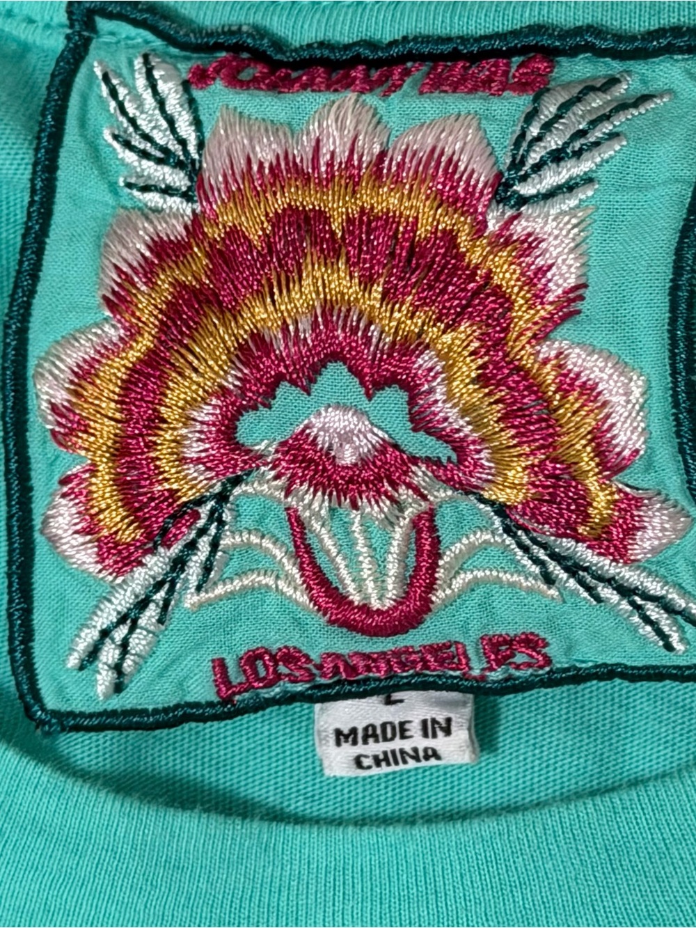 Johnny Was Embroidered Teal Tee Size Large - Picture 6 of 7